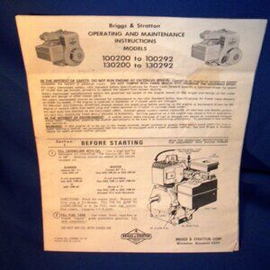 Vintage Original  BRIGGS & STRATTON ILLUSTRATED ENGINE MANUAL - 1975